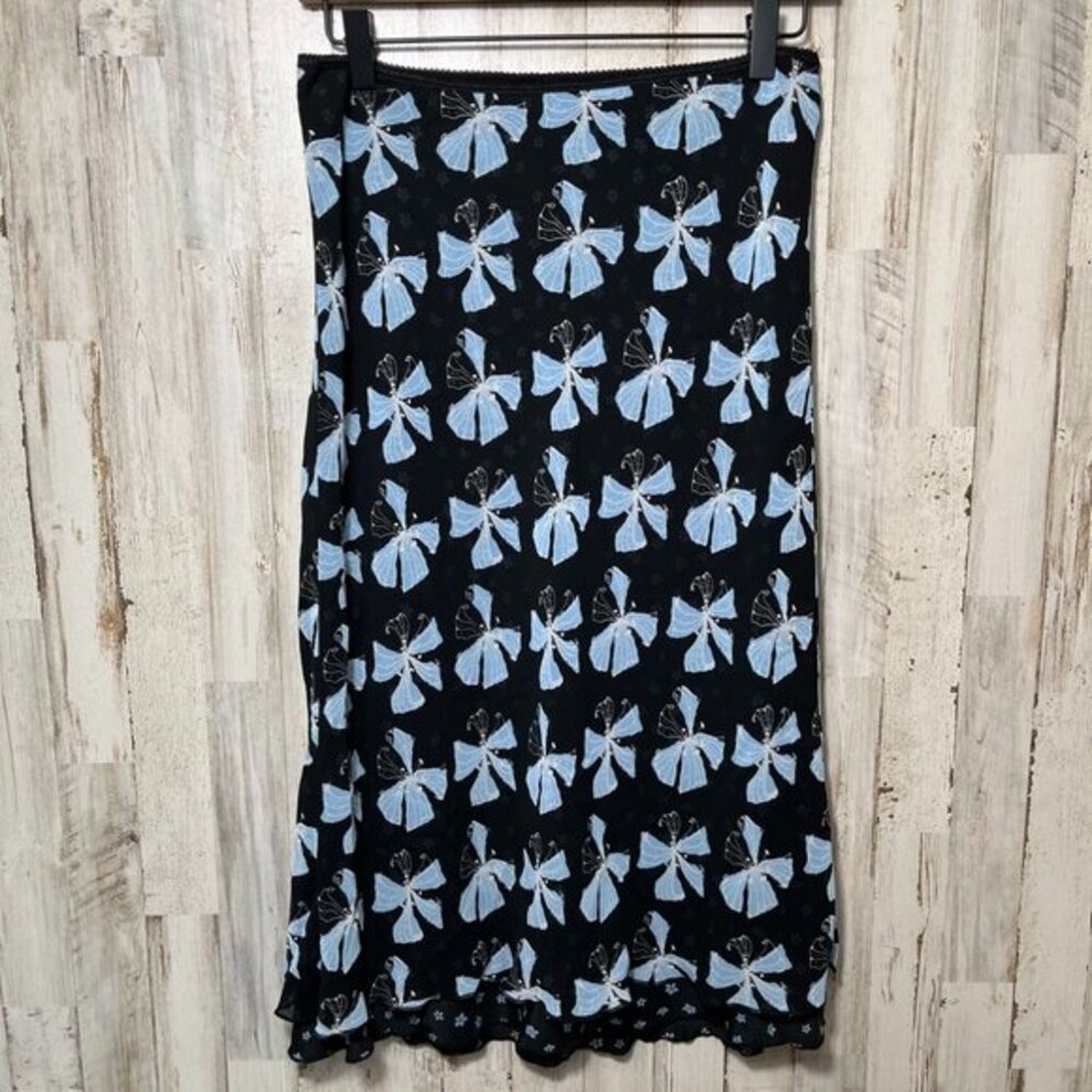 Vintage Y2k Speechless Floral Blue Black Midi Skirt Womens Size Medium